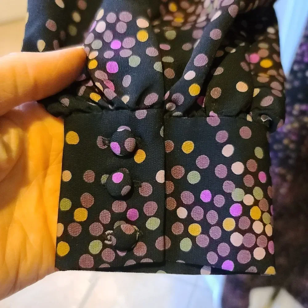Kate Spade Disco Dots Ruffle Shirt Dress Black Size 4 EUC